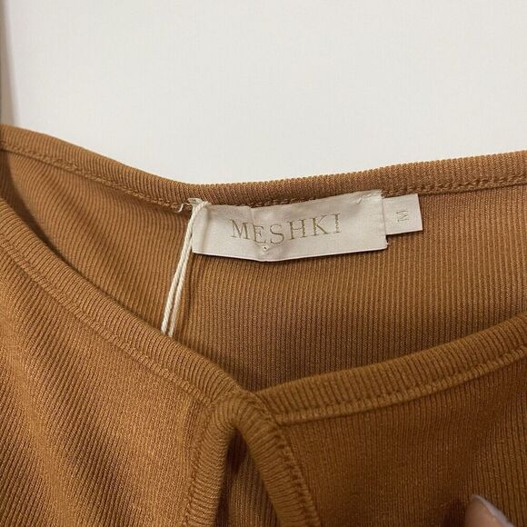 NEW! MESHKI ribbed tan brown ayesha cutout singlet tank top size medium - Picture 3 of 7